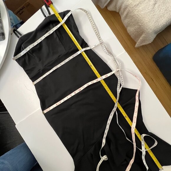 Grace Karin Black Rhinestone Detail Ruffle Hem Strap/less Lined Maxi Dress Sz M - Picture 16 of 16